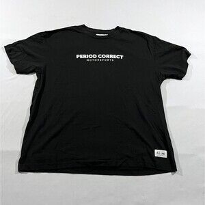 Period Correct Mens Motorsports Black Crew Cotton Tee Short Sleeve T-shirt Sz XL